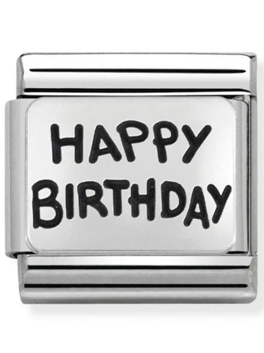 Maillon Nomination classic Happy Birtday Acier Argent