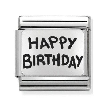 Maillon Nomination classic Happy Birtday Acier Argent