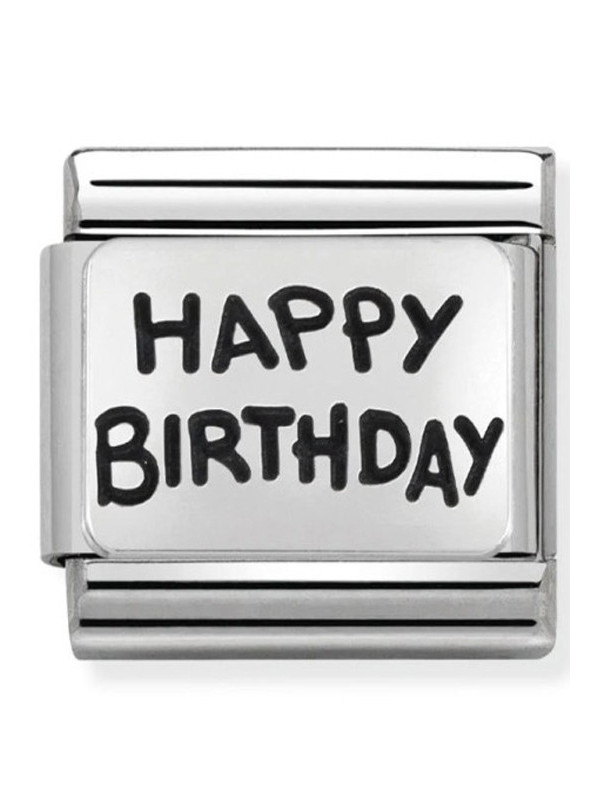 Maillon Nomination classic Happy Birtday Acier Argent