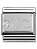 Maillon Nomination classic Verseau en Argent et oxyde de zirconium 