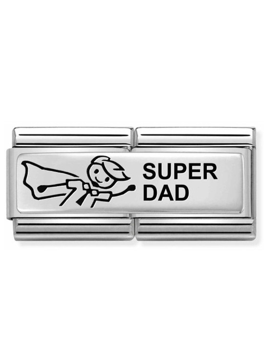 Maillon Nomination classic Famille inscription anglaise Super Dad en Argent