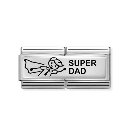 Maillon Nomination classic Famille inscription anglaise Super Dad en Argent