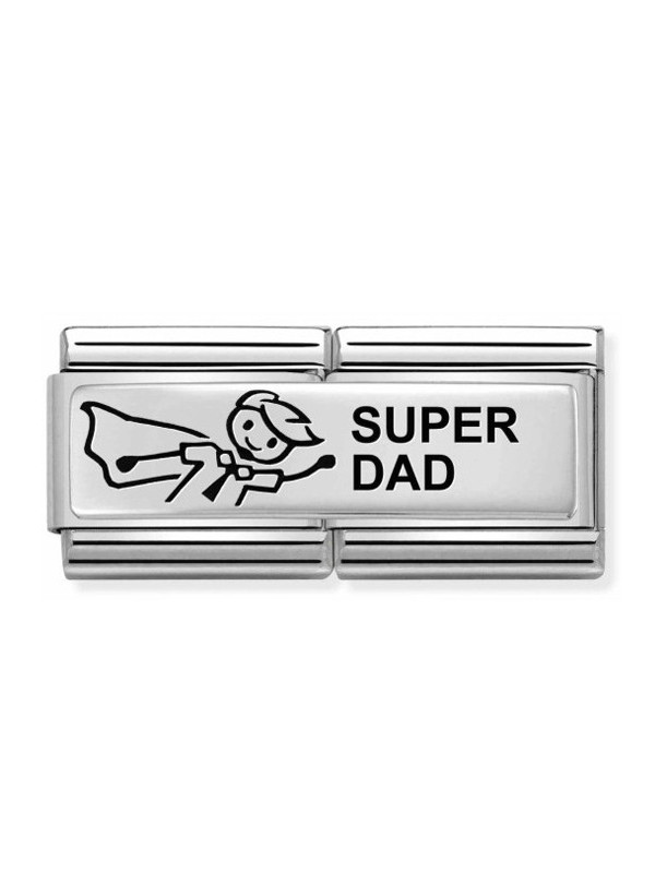 Maillon Nomination classic Famille inscription anglaise Super Dad en Argent