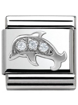 Maillon Nomination classic dauphin et oxydes en Argent