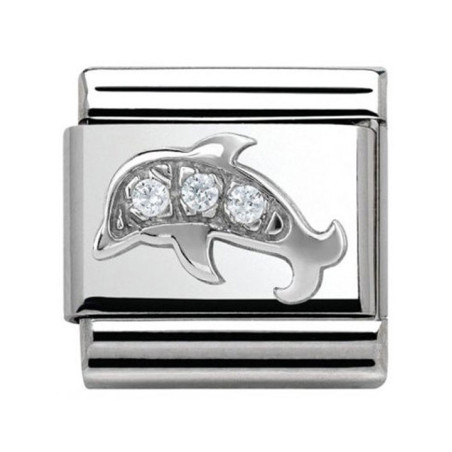 Maillon Nomination classic dauphin et oxydes en Argent