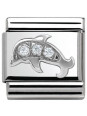 Maillon Nomination classic dauphin et oxydes en Argent