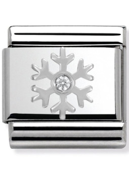 Maillon Nomination classic flocon et oxyde en Argent