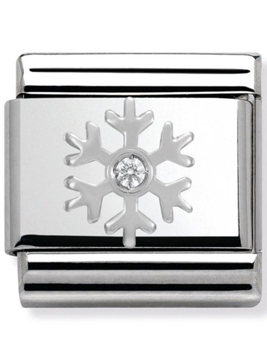Maillon Nomination classic flocon et oxyde en Argent