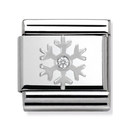 Maillon Nomination classic flocon et oxyde en Argent