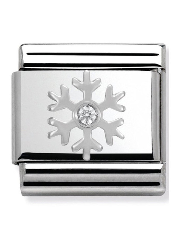 Maillon Nomination classic flocon et oxyde en Argent