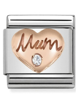 Maillon Nomination classic coeur mum oxyde Or rose