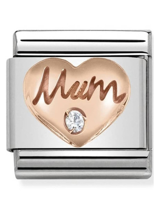 Maillon Nomination classic coeur mum oxyde Or rose