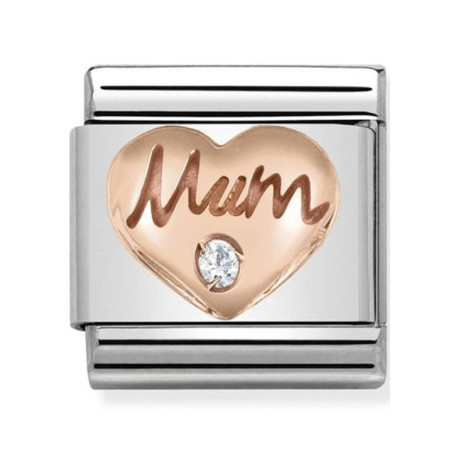 Maillon Nomination classic coeur mum oxyde Or rose