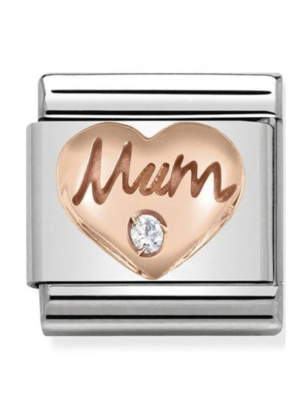 Maillon Nomination classic coeur mum oxyde Or rose