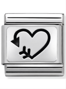 Maillon Nomination classic Argent coeur et flêche