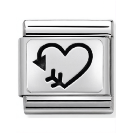 Maillon Nomination classic Argent coeur et flêche