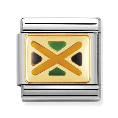 Maillon Nomination classic drapeau Jamaïque en émail et Or jaune