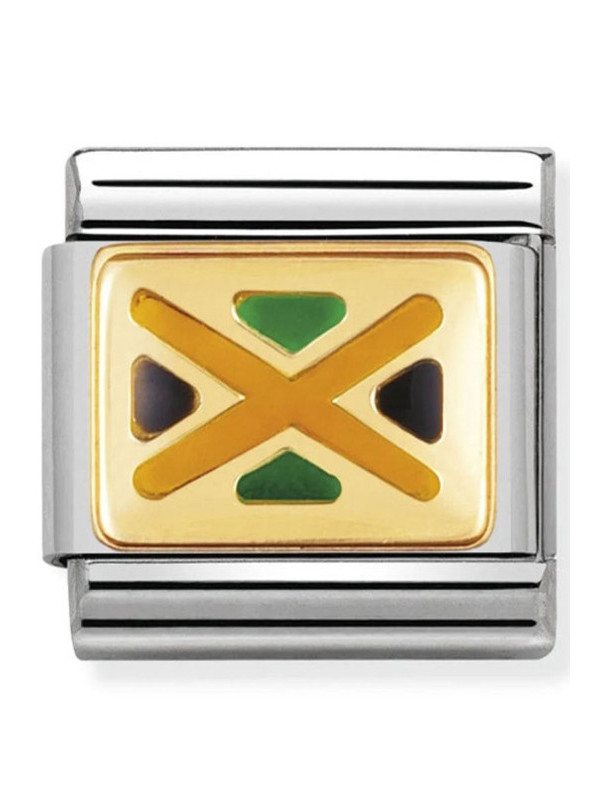 Maillon Nomination classic drapeau Jamaïque en émail et Or jaune