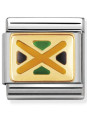 Maillon Nomination classic drapeau Jamaïque en émail et Or jaune
