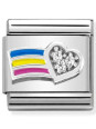 Maillon Nomination classic Amour Coeur et Arc-en-Ciel multicolore avec Pierres en Argent