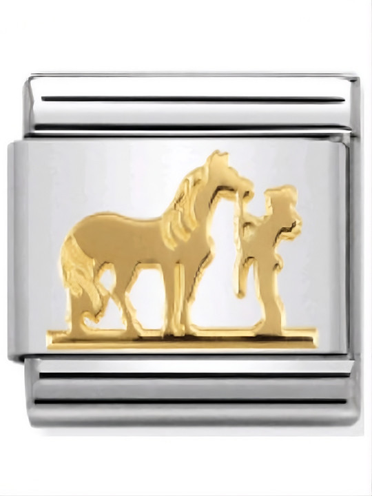 Maillon Nomination classic cheval et jockey en Or