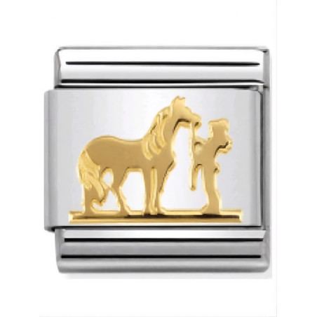 Maillon Nomination classic cheval et jockey en Or