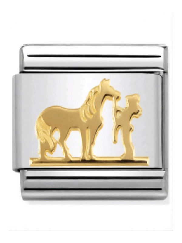 Maillon Nomination classic cheval et jockey en Or