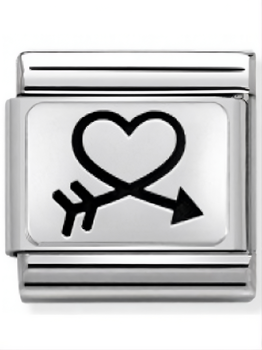 Maillon Nomination classic Argent coeur et flêche
