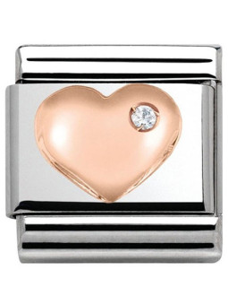 Maillon Nomination classic coeur oxyde Or rose