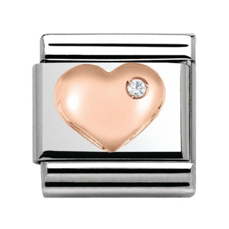 Maillon Nomination classic coeur oxyde Or rose