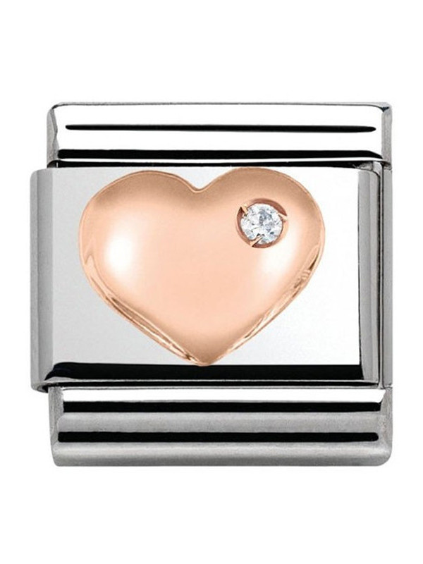 Maillon Nomination classic coeur oxyde Or rose