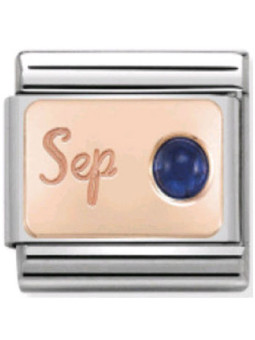 Maillon Nomination classic mois de Septembre et Saphir en Or rose