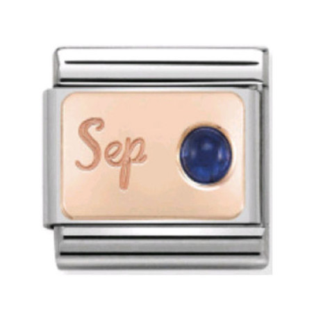 Maillon Nomination classic mois de Septembre et Saphir en Or rose