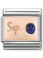 Maillon Nomination classic mois de Septembre et Saphir en Or rose