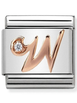 Maillon Nomination classic Lettre W en Or rose et pierre