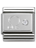 Maillon Nomination classic Lion en Argent et oxyde de zirconium 