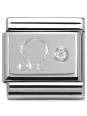 Maillon Nomination classic Lion en Argent et oxyde de zirconium
