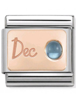 Maillon Nomination classic mois de Décembre et Topaze bleue en Or rose