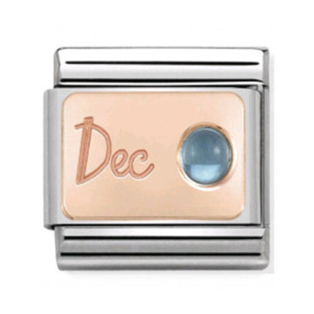 Maillon Nomination classic mois de Décembre et Topaze bleue en Or rose