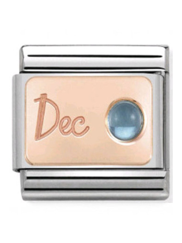 Maillon Nomination classic mois de Décembre et Topaze bleue en Or rose