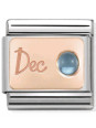 Maillon Nomination classic mois de Décembre et Topaze bleue en Or rose