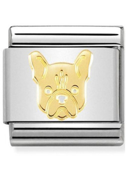 Maillon Nomination classic chien bouledogue en Or