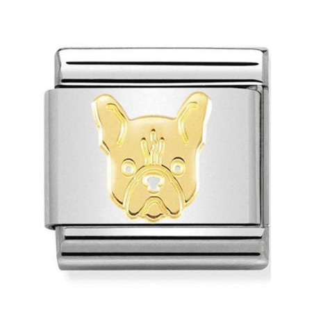 Maillon Nomination classic chien bouledogue en Or