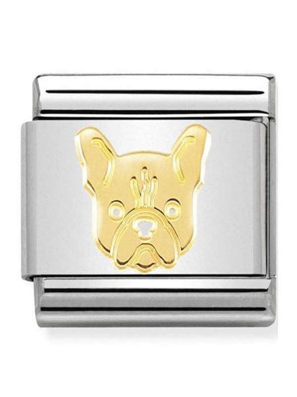 Maillon Nomination classic chien bouledogue en Or