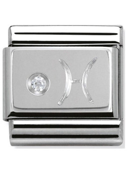 Maillon Nomination classic Poissons en Argent et oxyde de zirconium