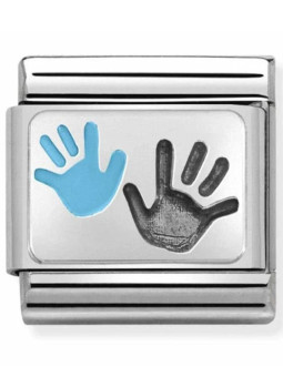 Maillon Nomination classic Famille Mains Petit garcon et Parent en Argent