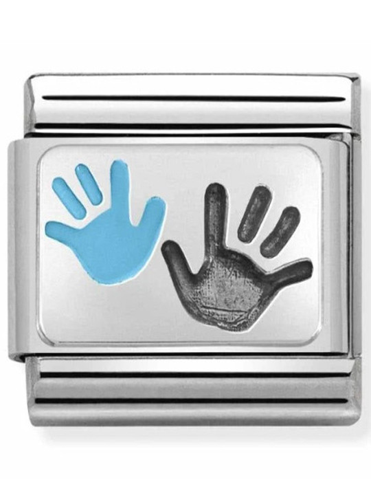 Maillon Nomination classic Famille Mains Petit garcon et Parent en Argent