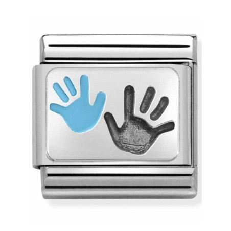 Maillon Nomination classic Famille Mains Petit garcon et Parent en Argent