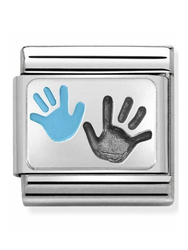 Maillon Nomination classic Famille Mains Petit garcon et Parent en Argent