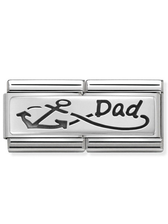 Maillon Nomination classic double Plaque lisse Argent Dad